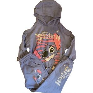 Girls LILO & Stitch Blue Matching Jogger Set Size 8/9